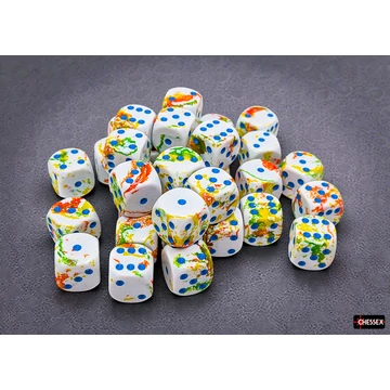 Dobókocka - Chessex Brush Breezy/blue d6 (12 mm) (36 db-os szett)
