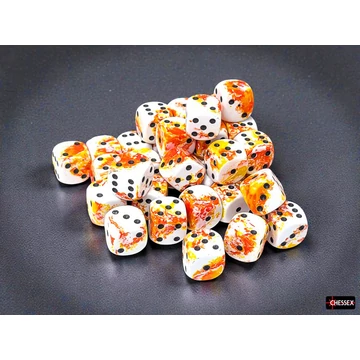 Dobókocka - Chessex Brush Sunrise/black d6 (12 mm) (36 db-os szett)