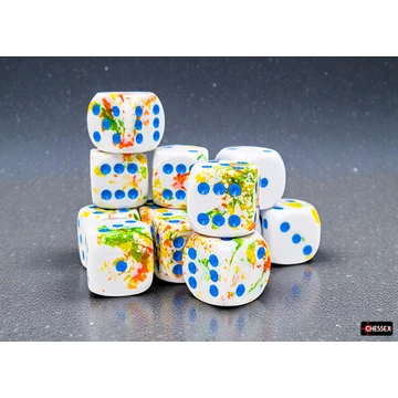 Dobókocka - Chessex Brush Breezy/blue d6 (16 mm) (12 db-os szett)