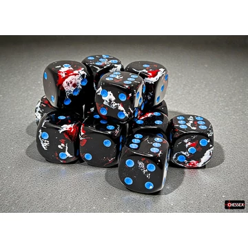 Dobókocka - Chessex Brush Dark Side/blue d6 (16 mm) (12 db-os szett)