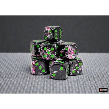 Dobókocka - Chessex Brush Paintball/green d6 (16 mm) (12 db-os szett)
