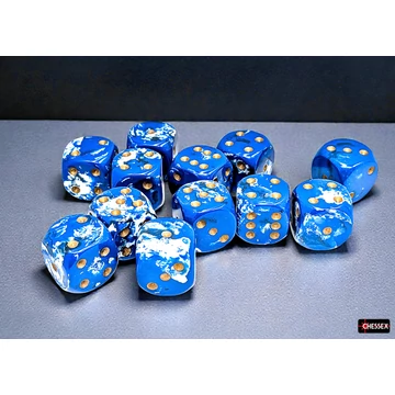 Dobókocka - Chessex Brush Wavebreak/gold d6 (16 mm) (12 db-os szett)
