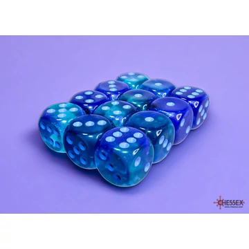 Dobókocka - Chessex Gemini d6 (16 mm) kockablokk Blue-Blue/light blue (12 db-os szett)