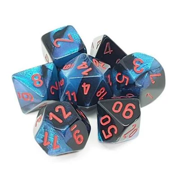 Dobókocka - Chessex Gemini Black-Starlight w/red (7 db-os szett)
