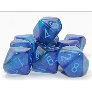 Dobókocka - Chessex Gemini Blue-Blue/light blue Luminary 10 db-os d10 szett