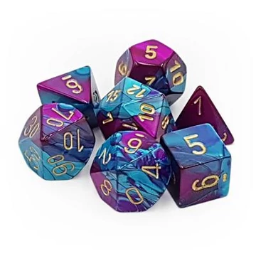 Dobókocka - Chessex Gemini Purple-Teal w/gold (7 db-os szett)