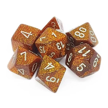 Dobókocka - Chessex Glitter Gold w/silver (7 db-os szett)