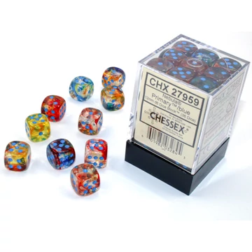 Dobókocka - Chessex Nebula d6 (12 mm) kockablokk Primary/blue (36 db-os szett)