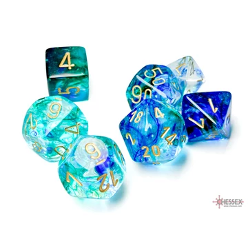 Dobókocka - Chessex Nebula TM Oceanic/gold Luminary (7 db-os szett)
