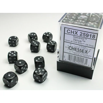Dobókocka - Chessex Speckled d6 (12 mm) kockablokk Ninja (36 db-os szett)