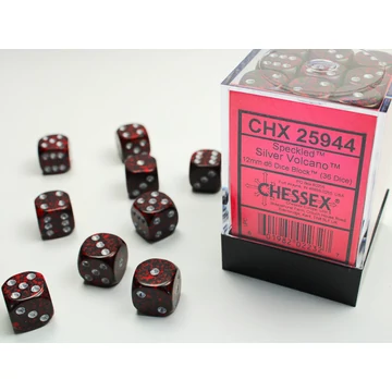 Dobókocka - Chessex Speckled d6 (12 mm) kockablokk Silver Volcano (36 db-os szett)