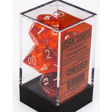 Dobókocka - Chessex Translucent Orange/white (7 db-os szett)
