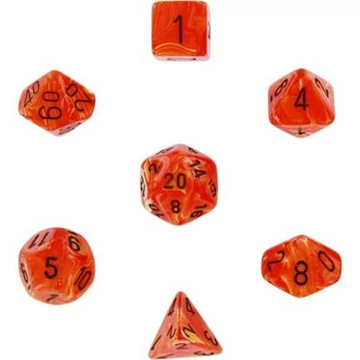 Dobókocka - Chessex Vortex Orange w/black (7 db-os szett)