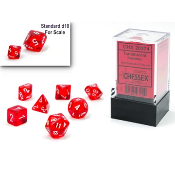 Dobókocka - Chessex - Translucent Mini-Polyhedral Red/white 7-Die Set (7 db-os szett)