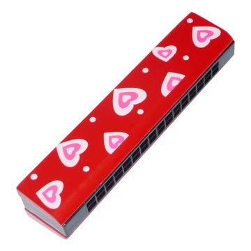 Szájharmonika (piros, szívecskés)