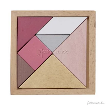 Tangram és tetris építőjáték (középen rózsaszín kocka)