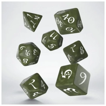Dobókocka - Classic RPG Olive/White (7 db-os szett)