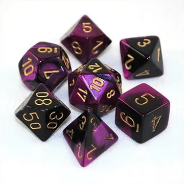Dobókocka - Chessex Gemini Black-Purple w/gold (7 db-os szett)