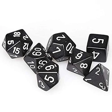 Dobókocka - Chessex Opaque Black w/white (7 db-os szett)