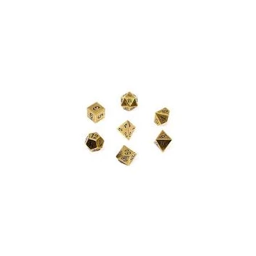 Dobókocka - Chessex Specialty Dice Sets - Solid Metal Old Brass Colour (7 db-os szett)