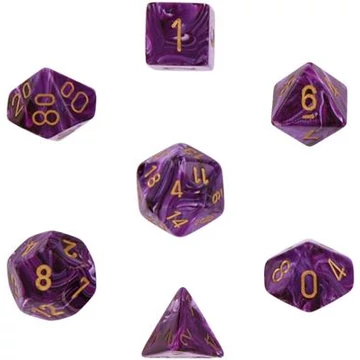 Dobókocka - Chessex Vortex Purple w/gold (7 db-os szett)