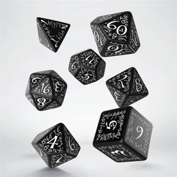Dobókocka - Elvish Black & white (7 db-os szett)