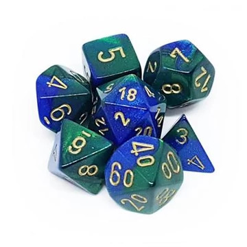 Dobókocka - Chessex Gemini Blue-Green w/gold (7 db-os szett)