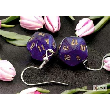 Hook Earrings Borealis Royal Purple Mini-Poly d20 Pair