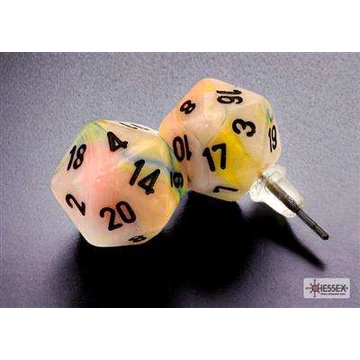 Stud Earrings Festive Circus Mini-Poly d20 Pair