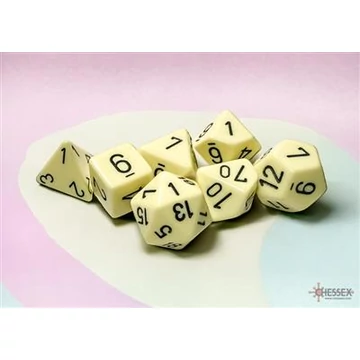 Dobókocka - Chessex Opaque Pastel Yellow/black (7 db-os szett)