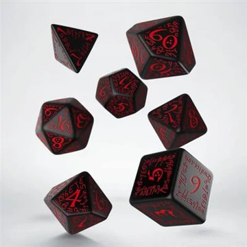Dobókocka - Elvish Black & red (7 db-os szett)
