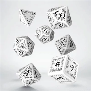 Dobókocka - Elvish White & black (7 db-os szett)
