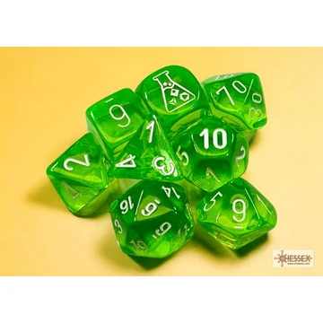 Lab Dice 7 - Translucent Polyhedral Rad Green white