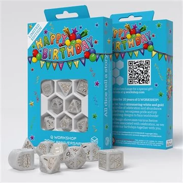 Dobókocka - Q Workshop 20 Years: Happy birthday Dice Set (8 db-os szett)