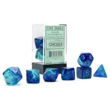 Dobókocka - Chessex Gemini Blue-Blue/light blue Luminary (7 db-os szett)