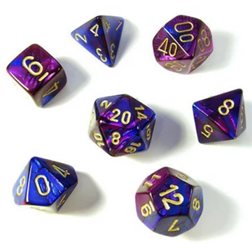 Dobókocka - Chessex Gemini Blue-Purple w/gold (7 db-os szett)
