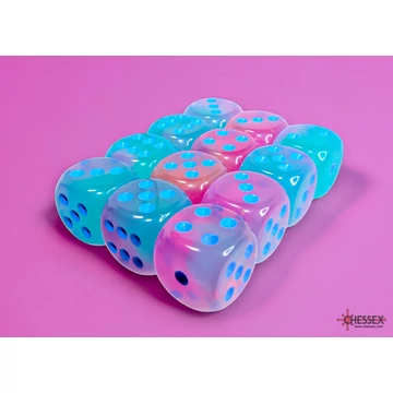 Chessex Gemini d6 (16 mm) kockablokk Gel Green-Pink blue Luminary