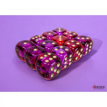 Chessex Gemini d6 (16 mm) kockablokk Translucent Red-Violet gold