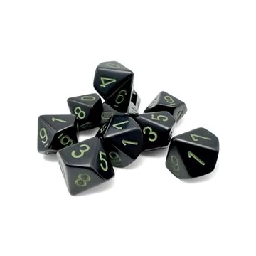 Chessex Opaque d10 szett Black green
