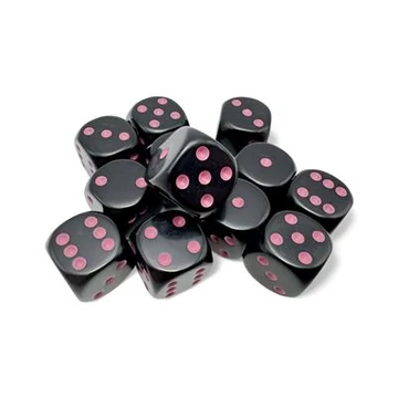 Chessex Opaque d6 (16 mm) kockablokk Black pink
