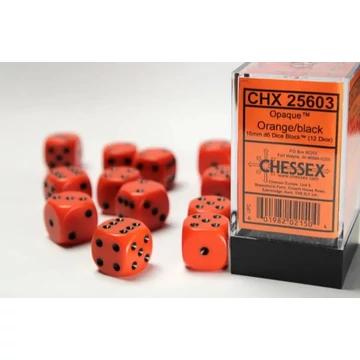 Chessex Opaque d6 (16 mm) kockablokk Orange black