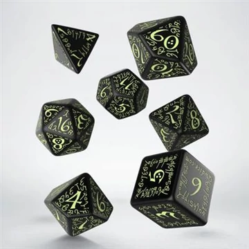 Dobókocka - Elvish Black & glow-in-the-dark Dice Set (7 db-os szett)