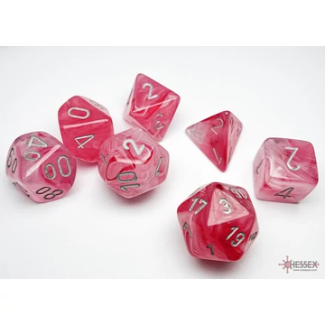 Dobókocka - Chessex Ghostly Glow Pink/silver (7 db-os szett)