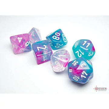 Dobókocka - Chessex Nebula TM Wisteria/white Luminary (7 db-os szett)