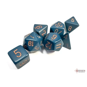Dobókocka - Chessex Opaque Dusty Blue/copper (7 db-os szett)