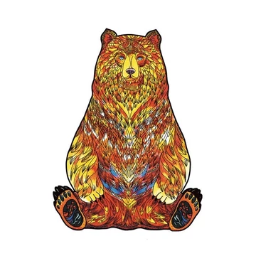 Fa puzzle, színes A5 méretű 100 db-os (medve) - Mystery Bear