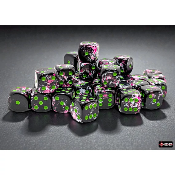 Dobókocka - Chessex Brush Paintball/green d6 (12 mm) (36 db-os szett)