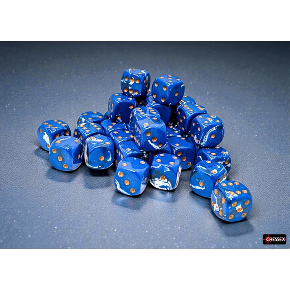 Dobókocka - Chessex Brush Wavebreak/gold d6 (12 mm) (36 db-os szett)