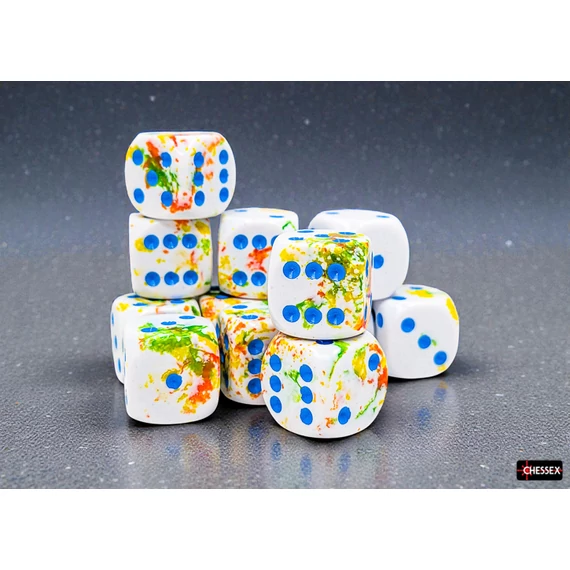 Dobókocka - Chessex Brush Breezy/blue d6 (16 mm) (12 db-os szett)