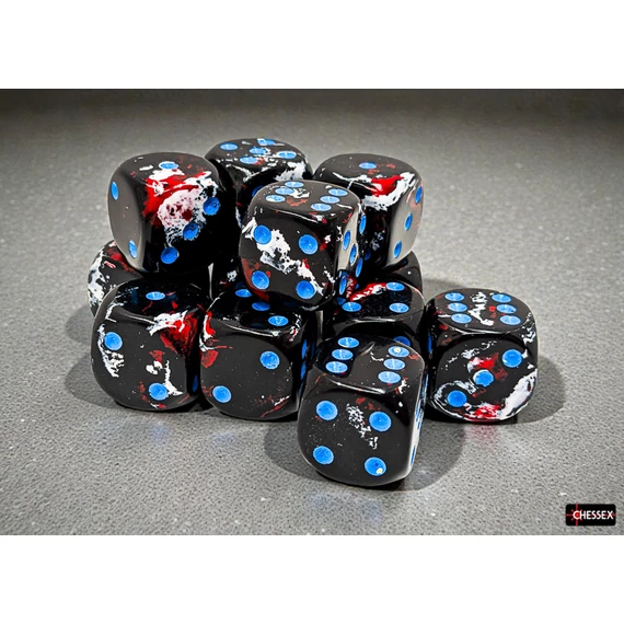 Dobókocka - Chessex Brush Dark Side/blue d6 (16 mm) (12 db-os szett)